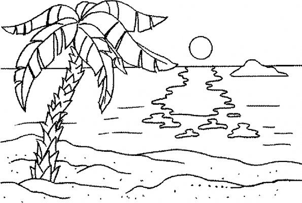 palm tree sunset coloring pages - photo #4