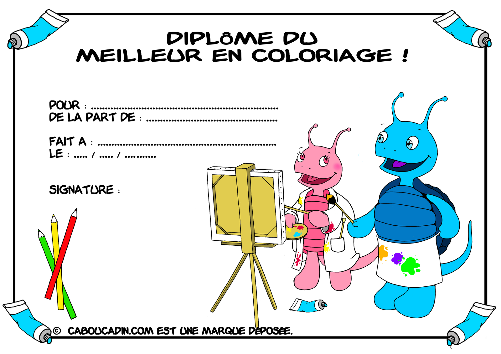 Dipl´me du meilleur en coloriage Un petit dipl´me pour