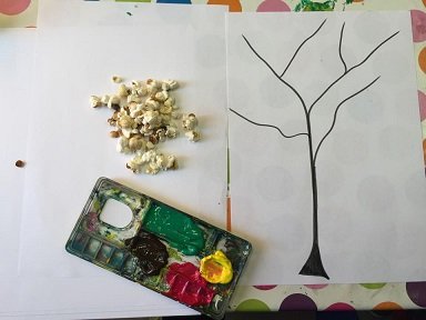 arbre d'Automne avec des pop corn