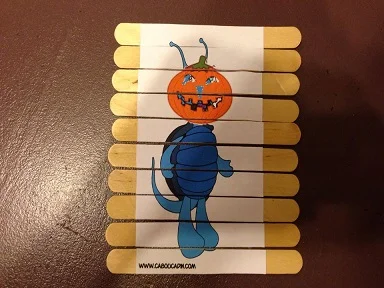puzzle citrouille halloween avec batonnets en bois 3