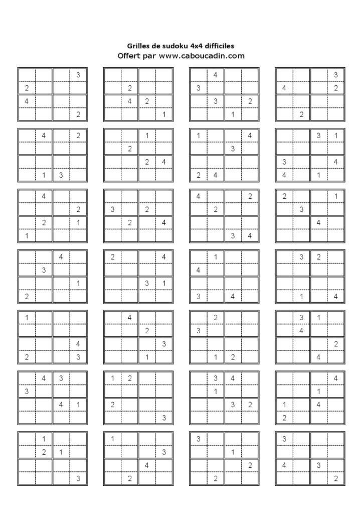 grille sudoku 4x4 niveau difficile page 15