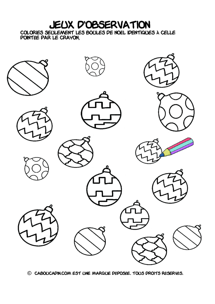 reconnaitre colorier meme boule noel 7