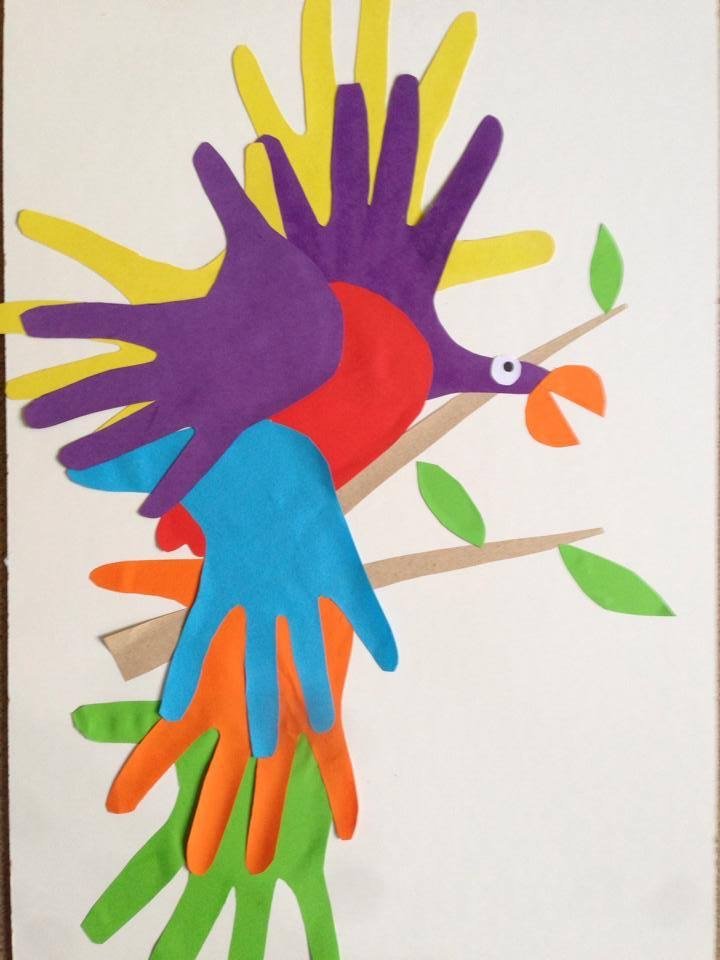 Fabrique ton perroquet avec des empreintes de mains perroquet empreintes mains 7