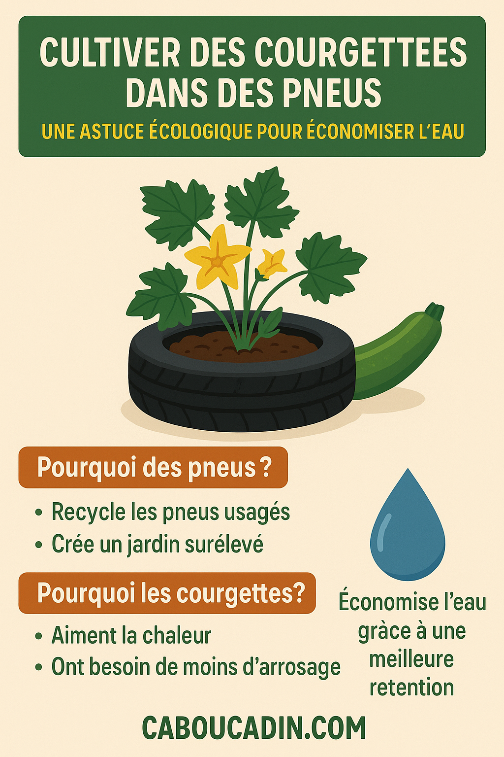 faire pousser courgette dans des pneu caboucadin