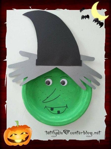 sorciere Halloween avec assiette carton