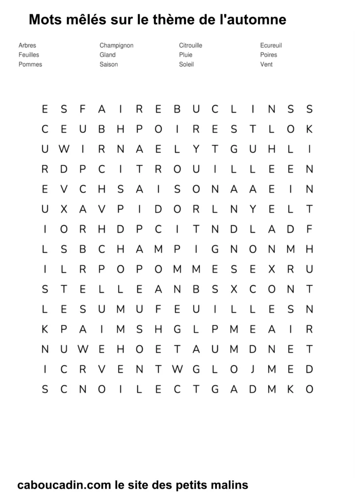 mots caches automne 6