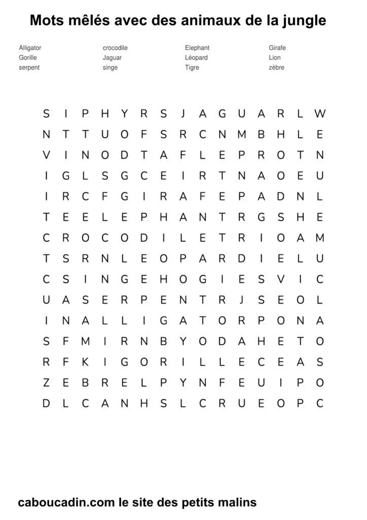 mots caches avec animaux de la jungle 7