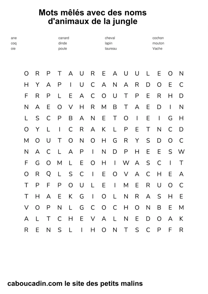 mots meles animaux de la ferme 8
