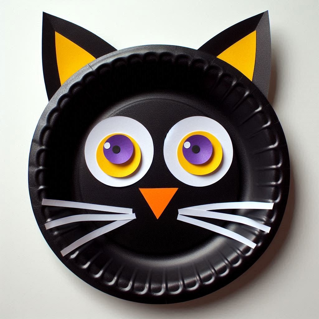 chat noir halloween assiette carton 4