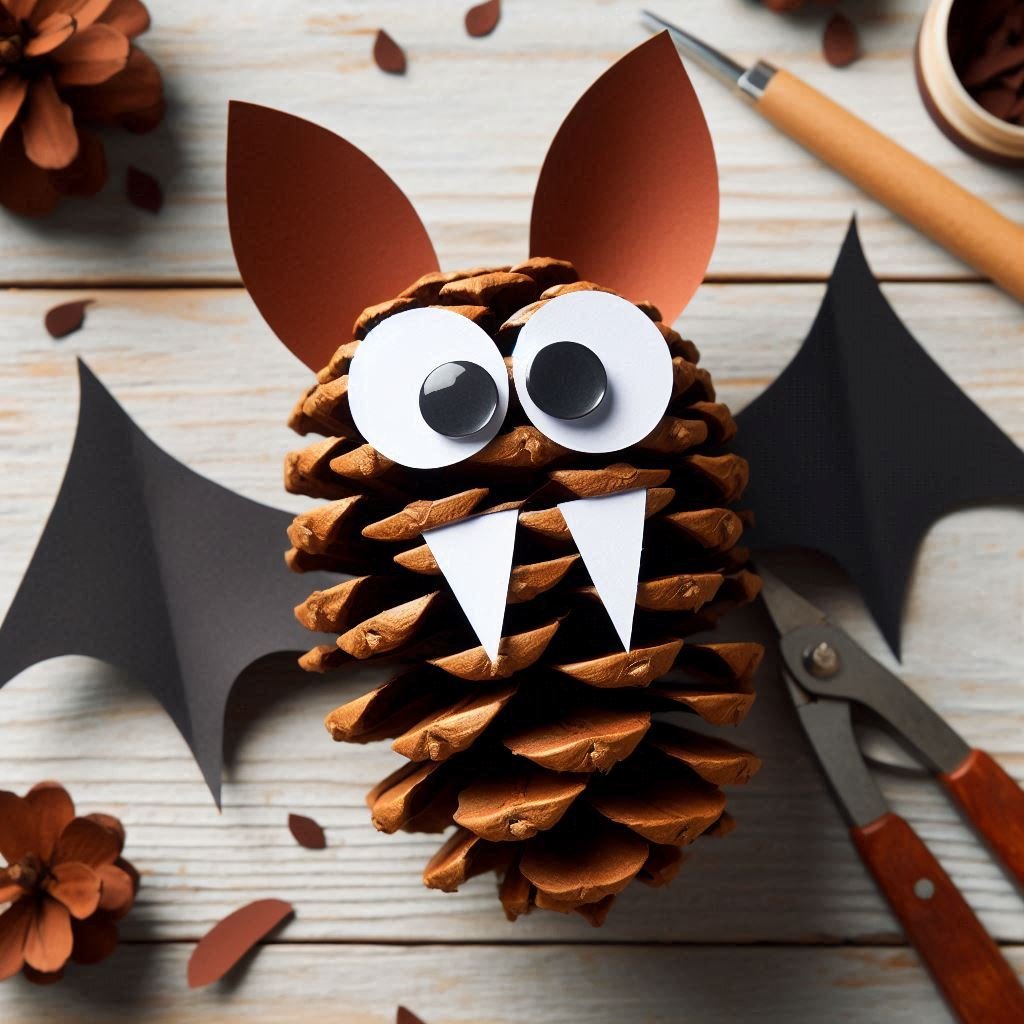 chauve souris halloween pomme de pin