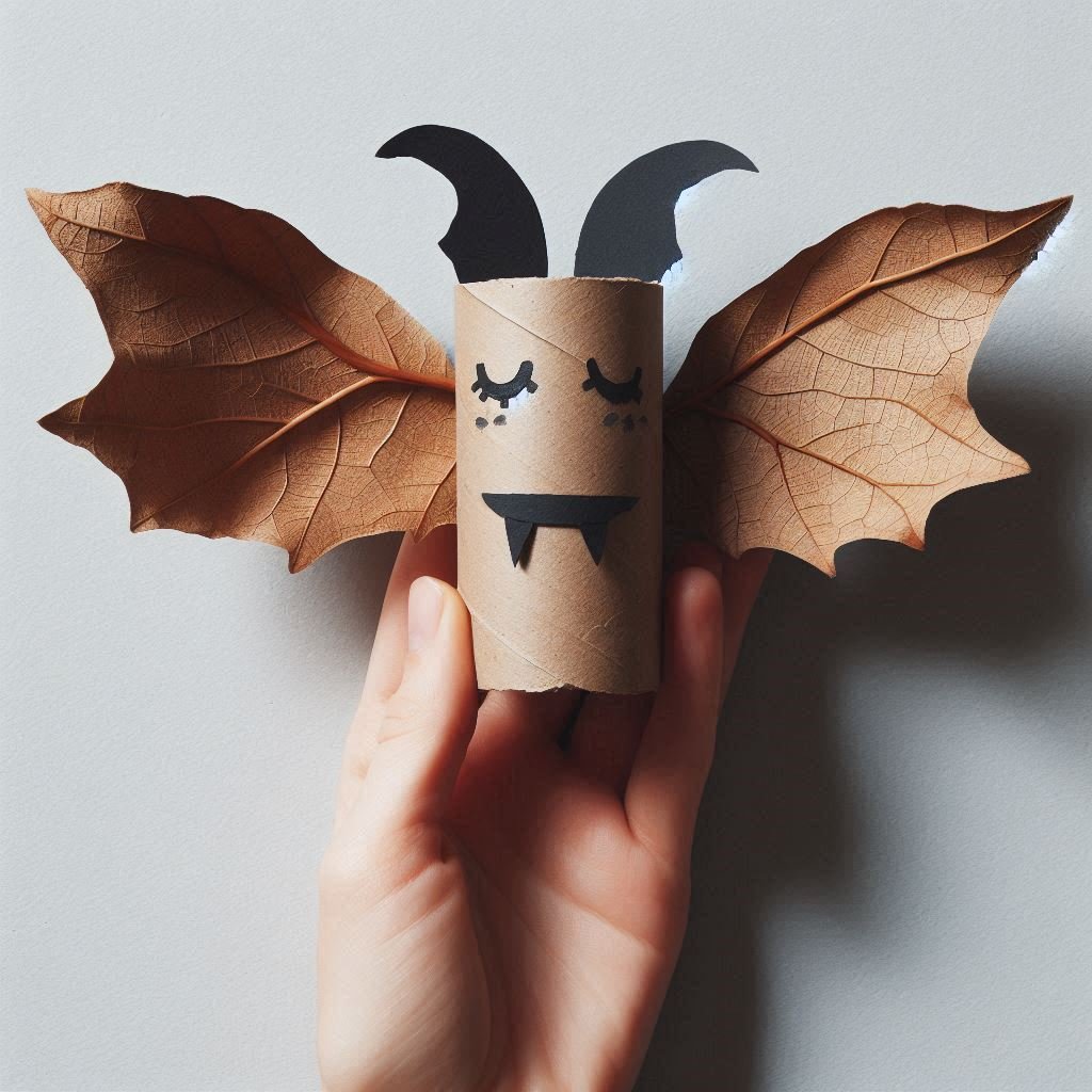 chauve souris rouleau carton feuilles mortes halloween 5