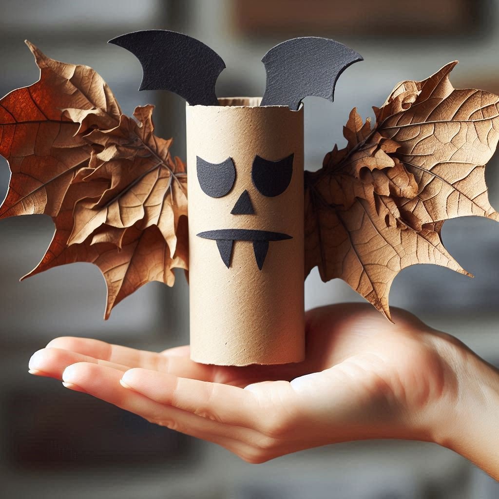chauve souris rouleau carton feuilles mortes halloween 6