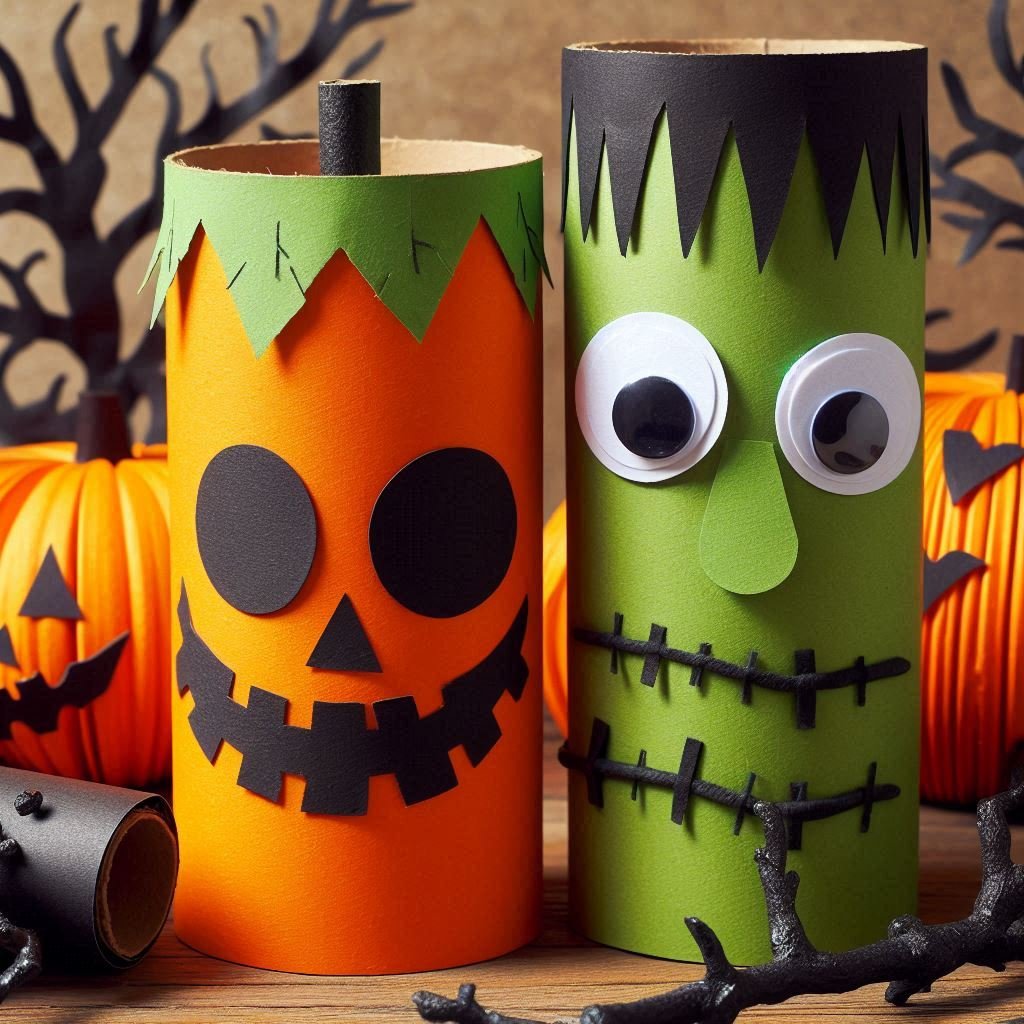 citrouille frankestein avec rouleau en carton