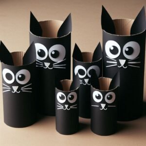 famille-chats-noirs-rouleau-carton-1