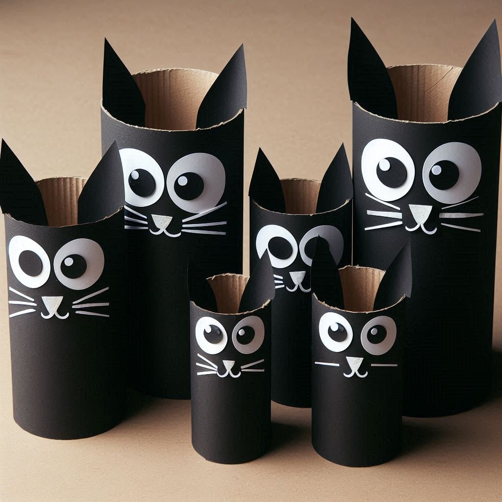 famille chats noirs rouleau carton 1