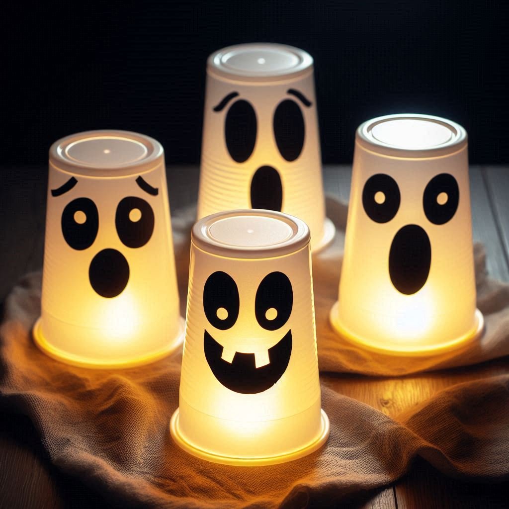 fantomes avec gobelet en plastique