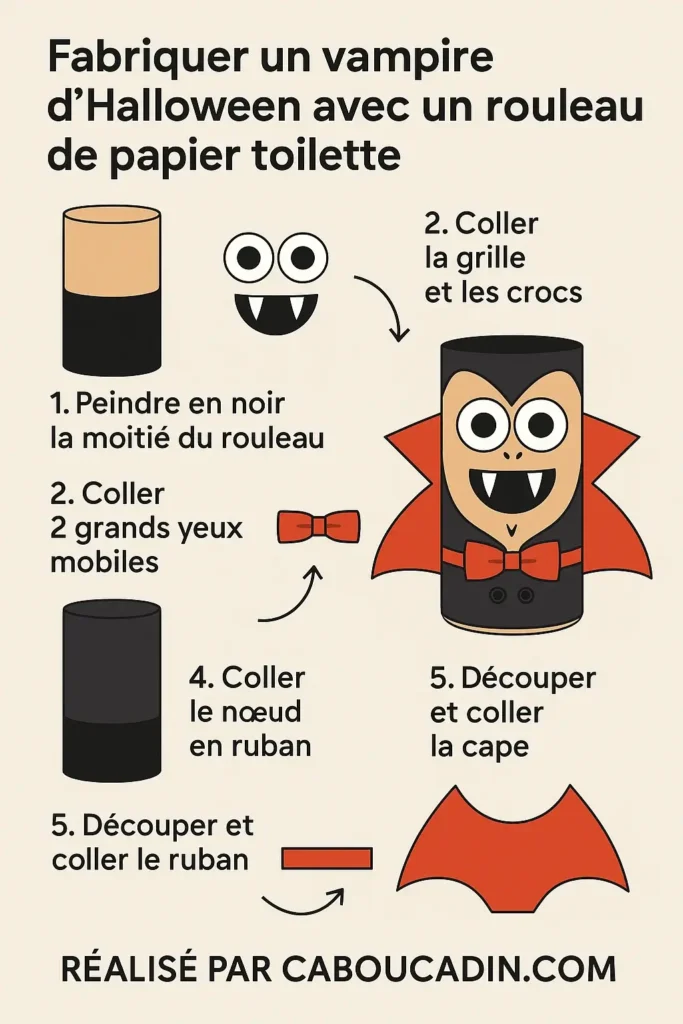 Bricolage Halloween: Vampire avec un rouleau en carton illustration tuto vampire halloween avec rouleau en carton 3