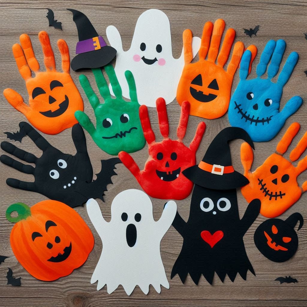 personnages halloween empreintes mains