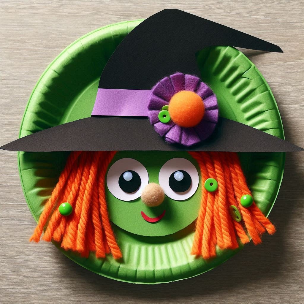 sorciere halloween assiette carton verte 3