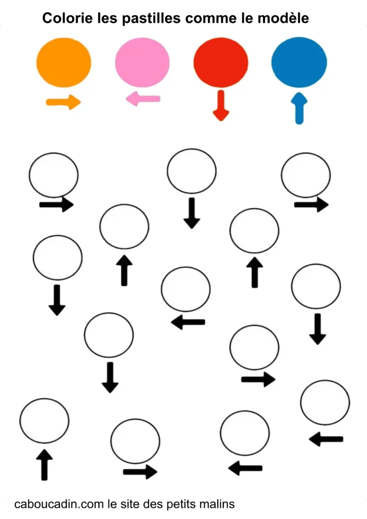 fiche maternelle se repérer avec les couleurs