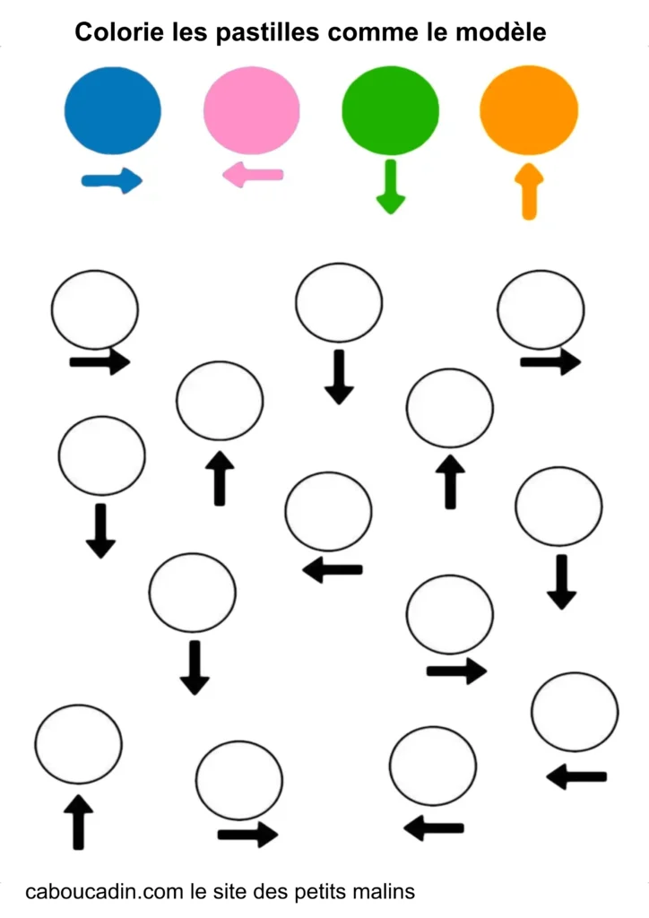fiche maternelle se repérer avec les couleurs