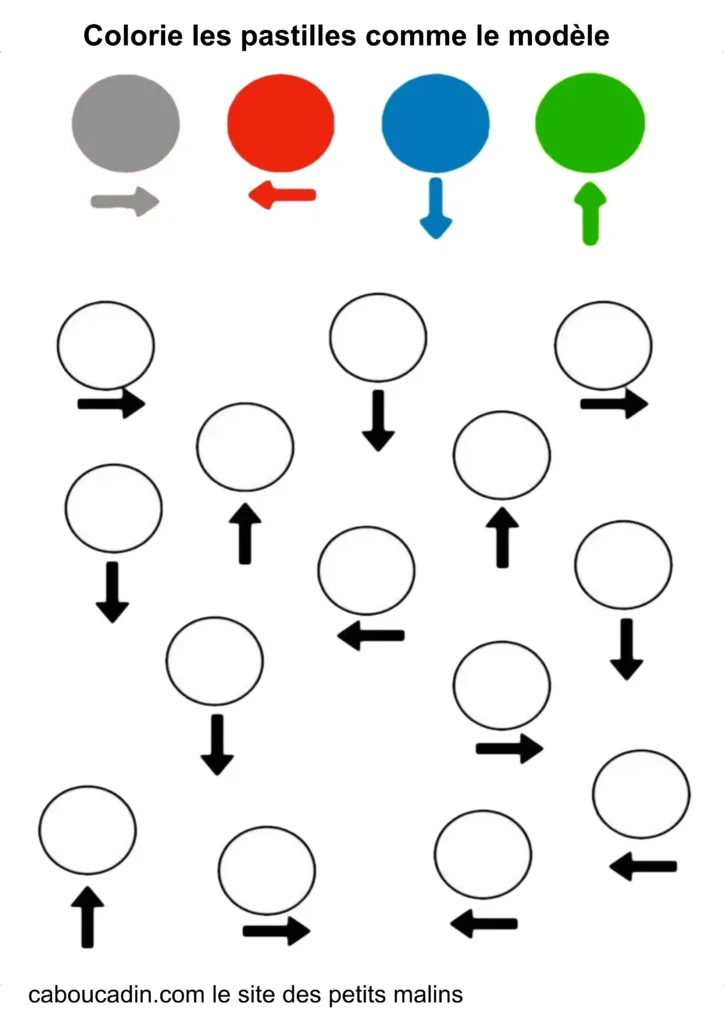fiche maternelle se repérer avec les couleurs