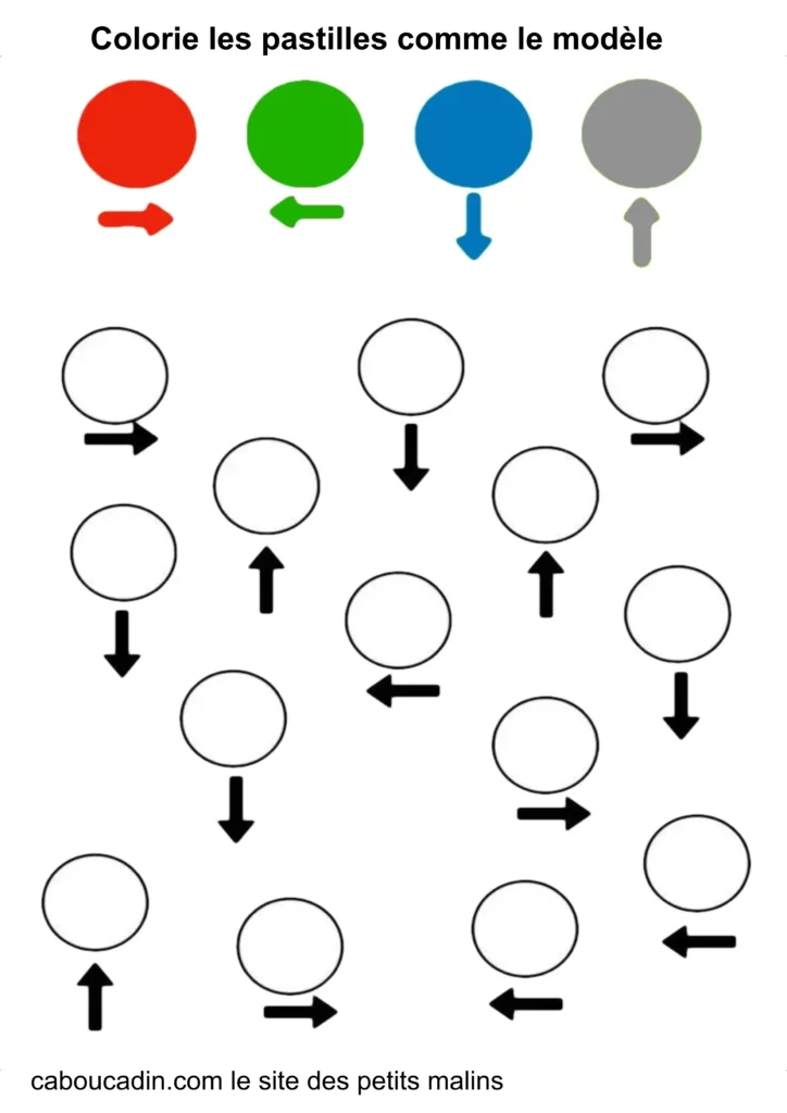 fiche maternelle se repérer avec les couleurs