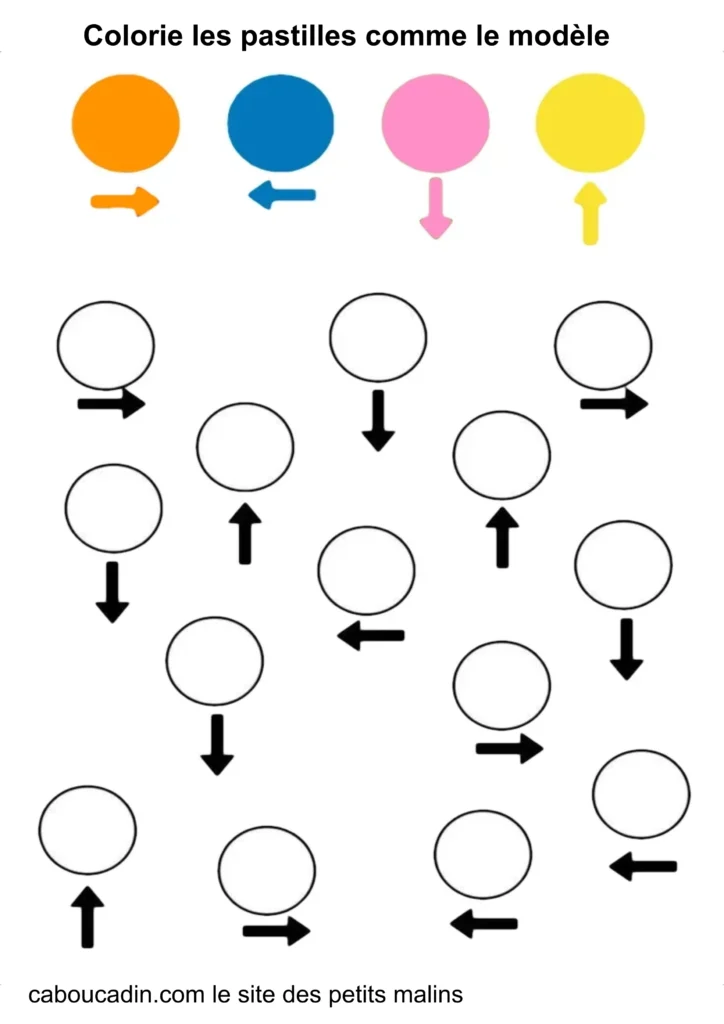 fiche maternelle se repérer avec les couleurs
