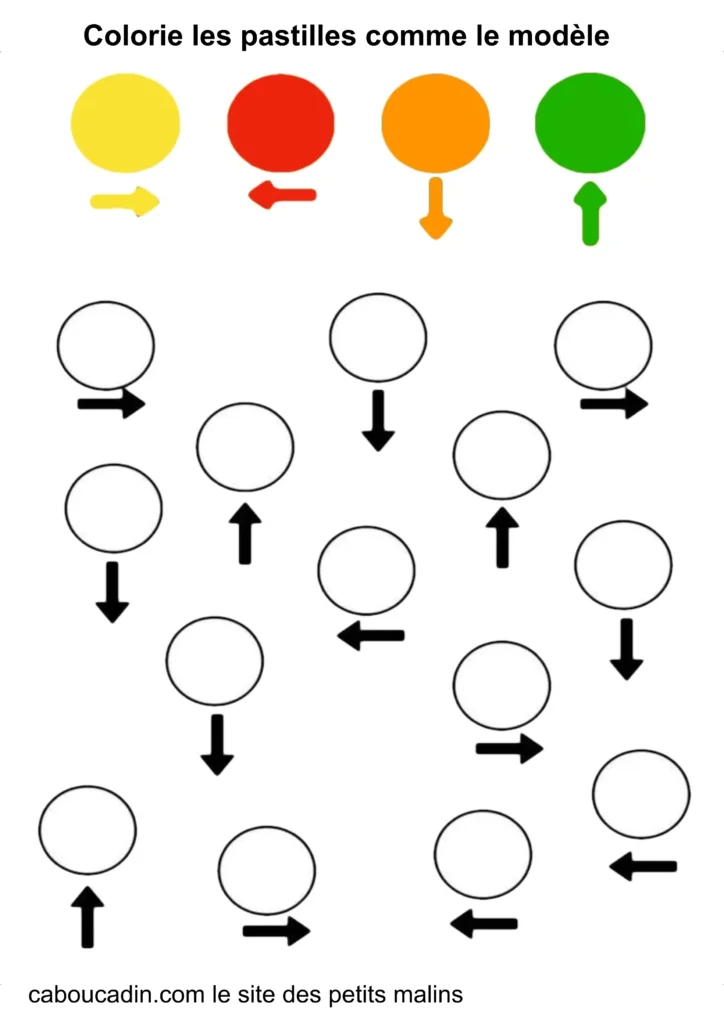 fiche maternelle se repérer avec les couleurs