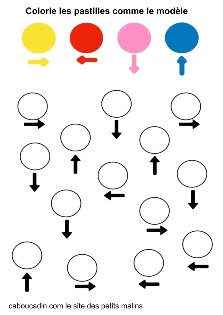 fiche maternelle se repérer avec les couleurs