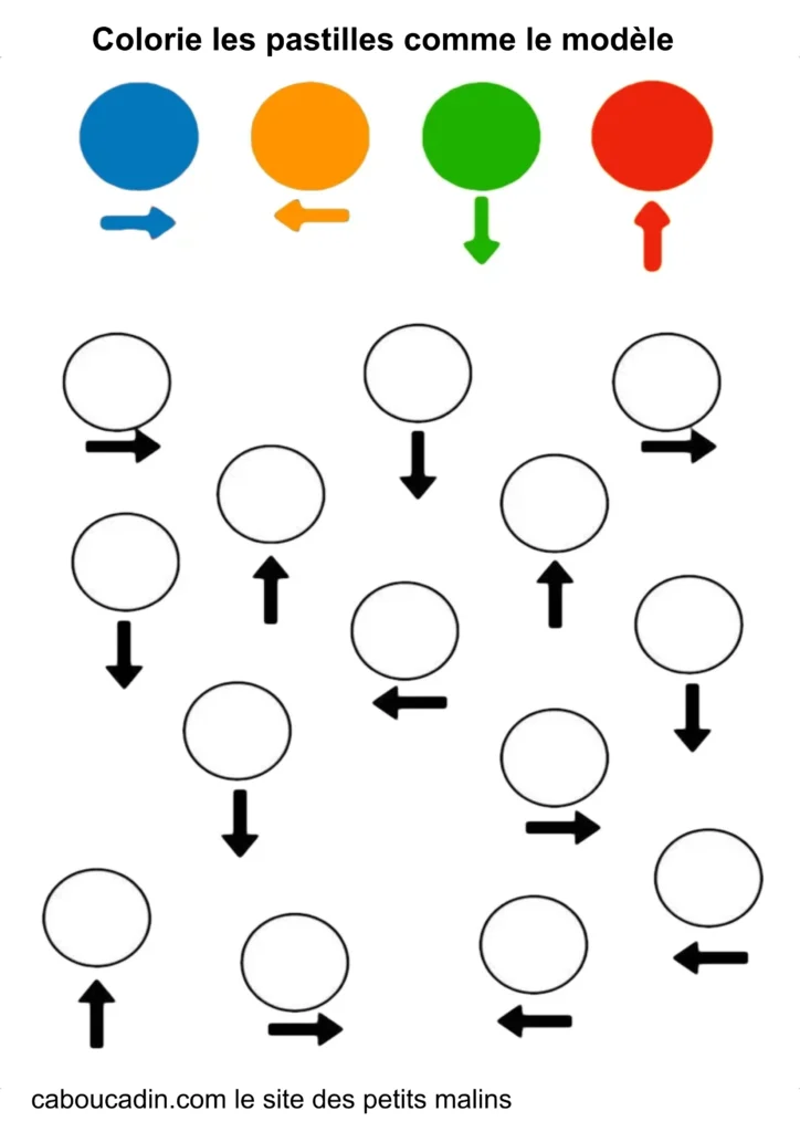 fiche maternelle se repérer avec les couleurs