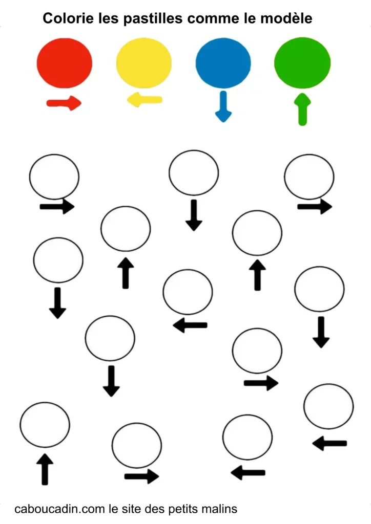 fiche maternelle se repérer avec les couleurs