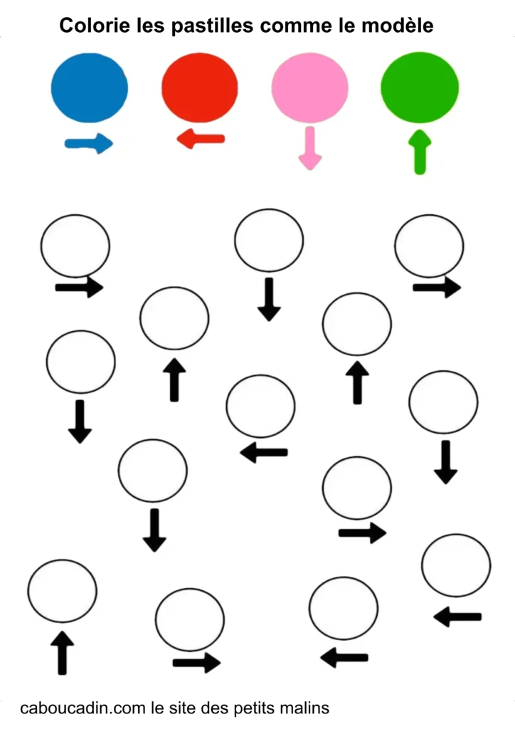 fiche maternelle se repérer avec les couleurs