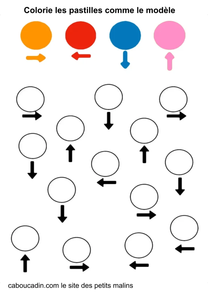 fiche maternelle se repérer avec les couleurs