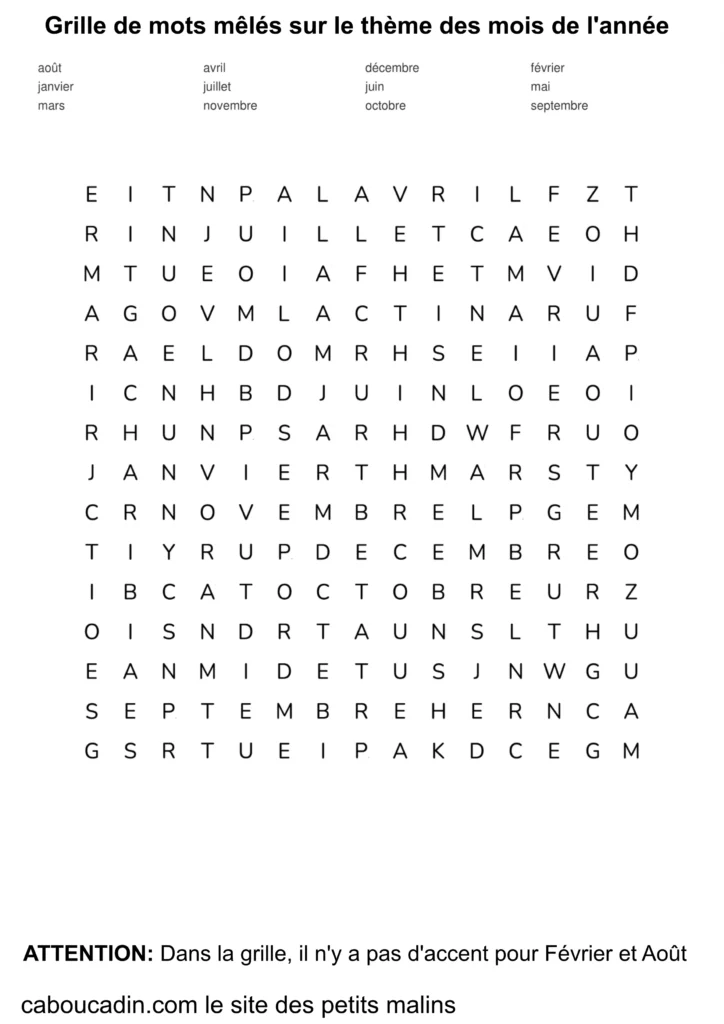 grille de mots mêlés