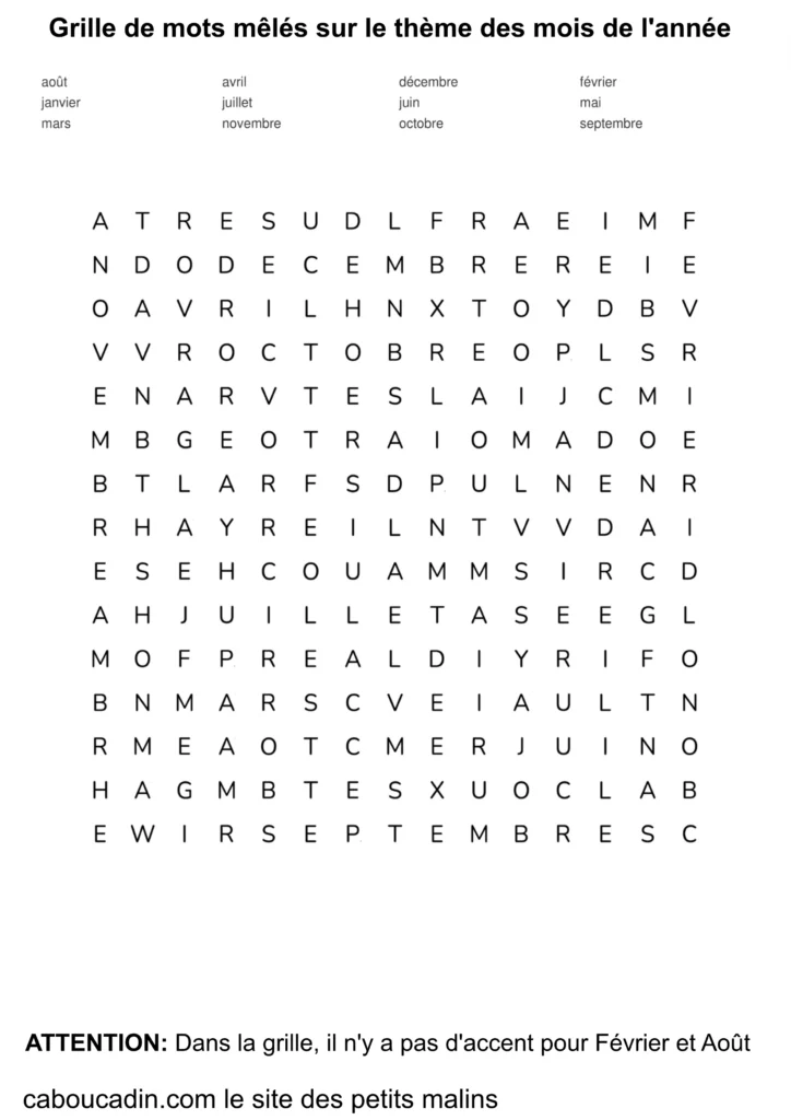 grille de mots mêlés