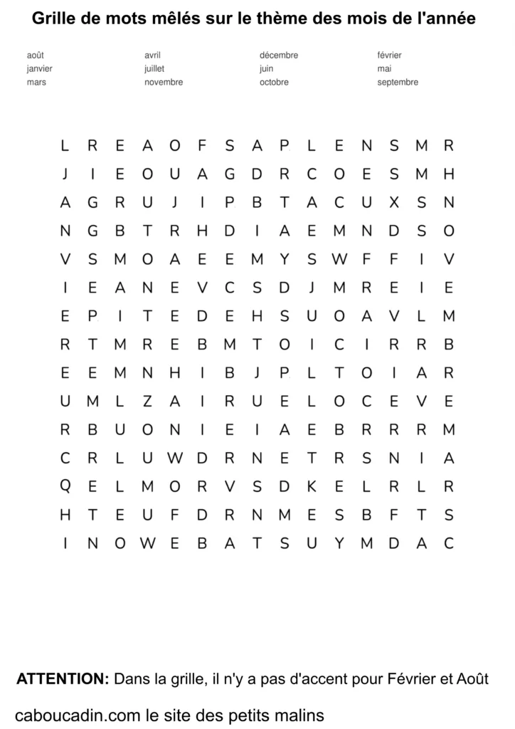grille de mots mêlés