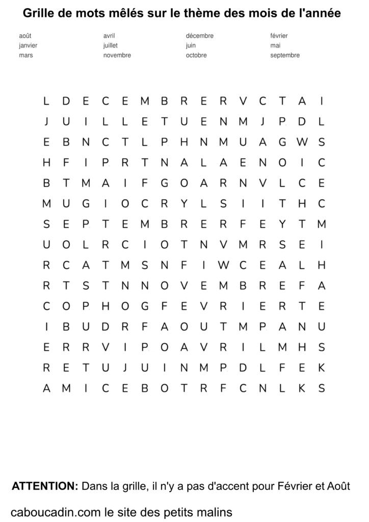 grille de mots mêlés