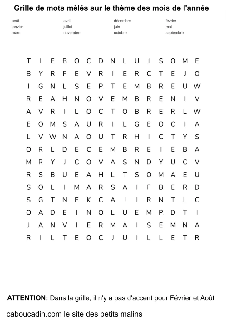 grille de mots mêlés
