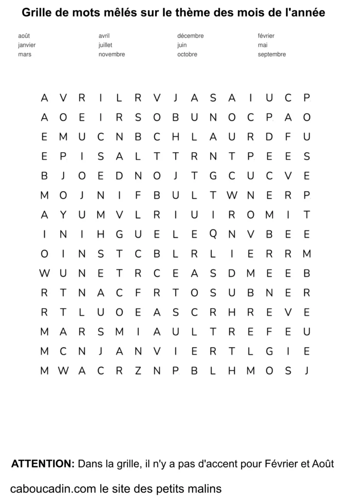 grille de mots mêlés