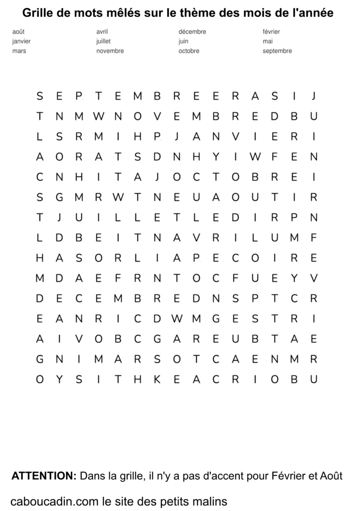 grille de mots mêlés
