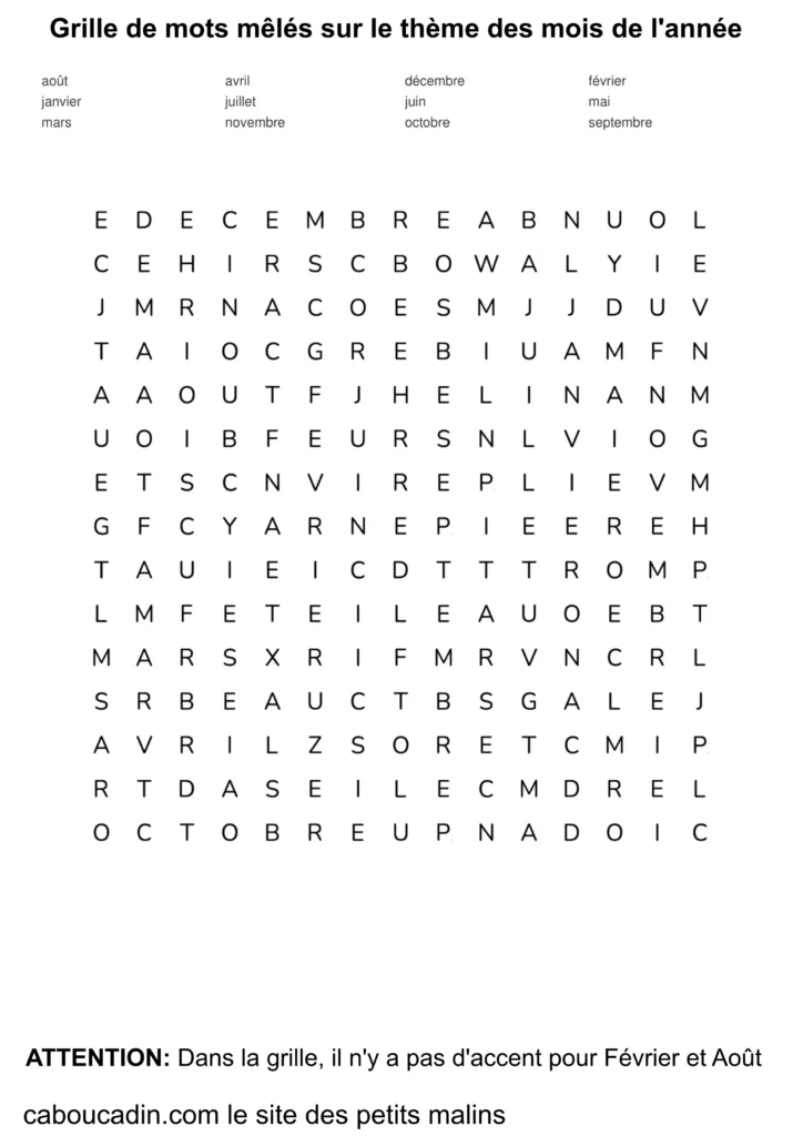grille de mots mêlés