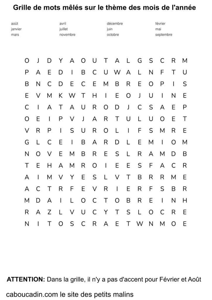 grille de mots mêlés