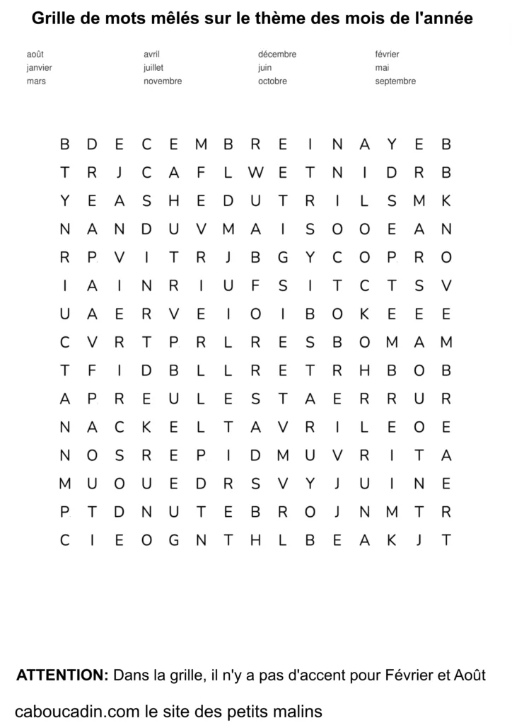 grille de mots mêlés