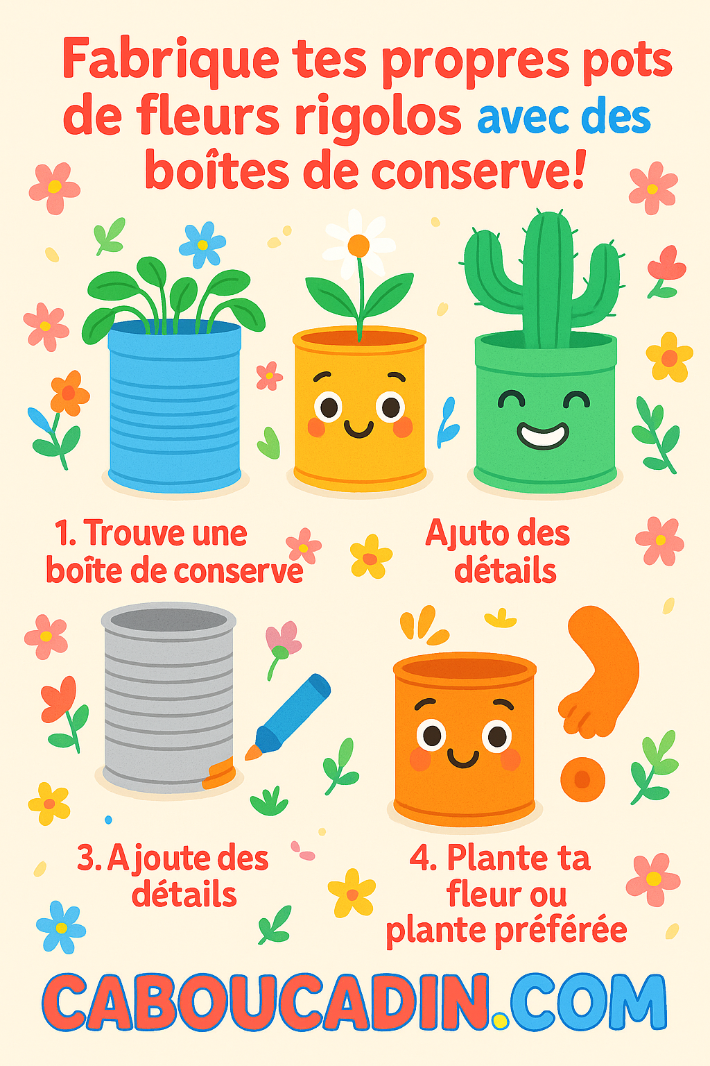 decoration boite conserve avec fleur caboucadin