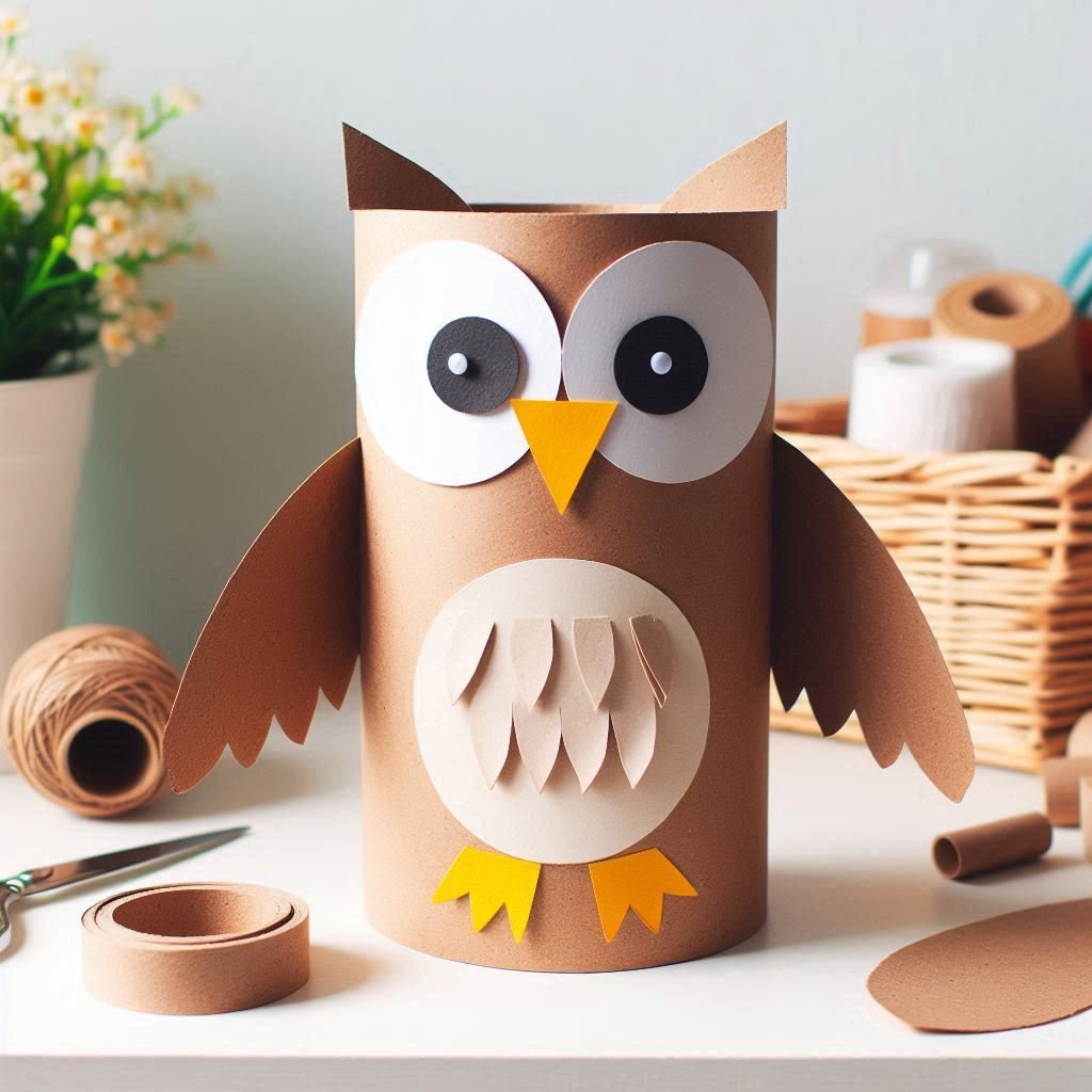 hibou en carton decoupage collage 2