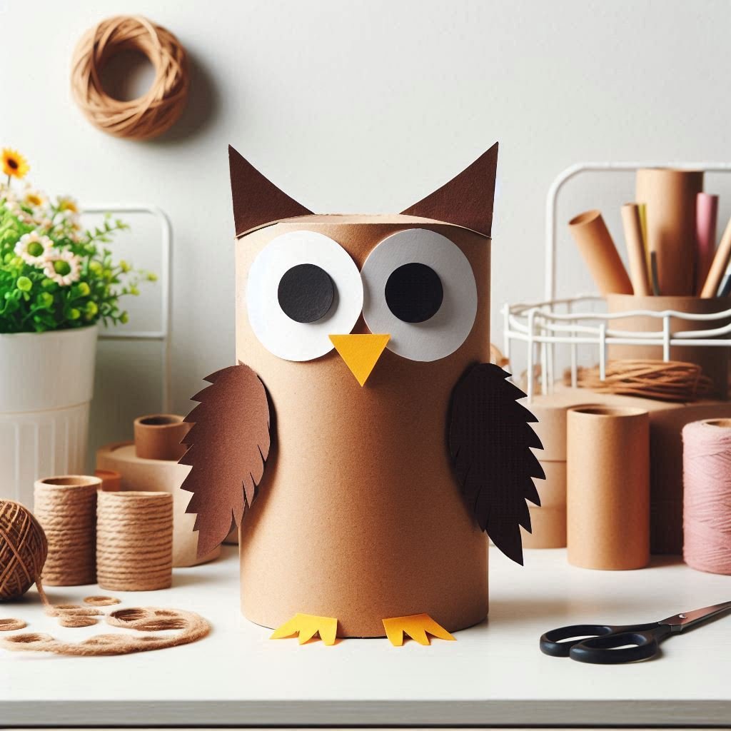 hibou en carton decoupage collage 4