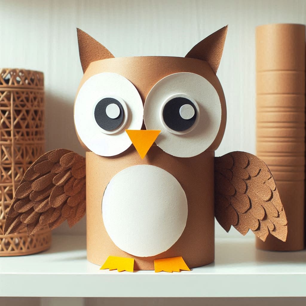 hibou en carton decoupage collage 5