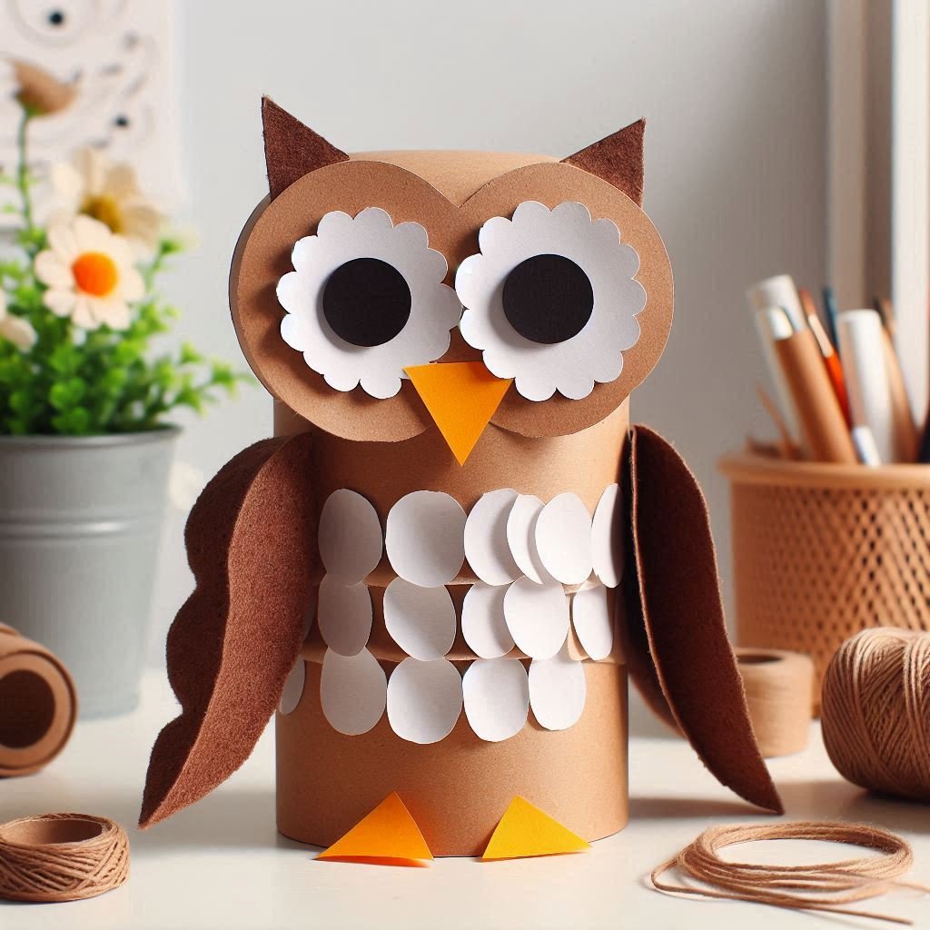 hibou en carton decoupage collage 7