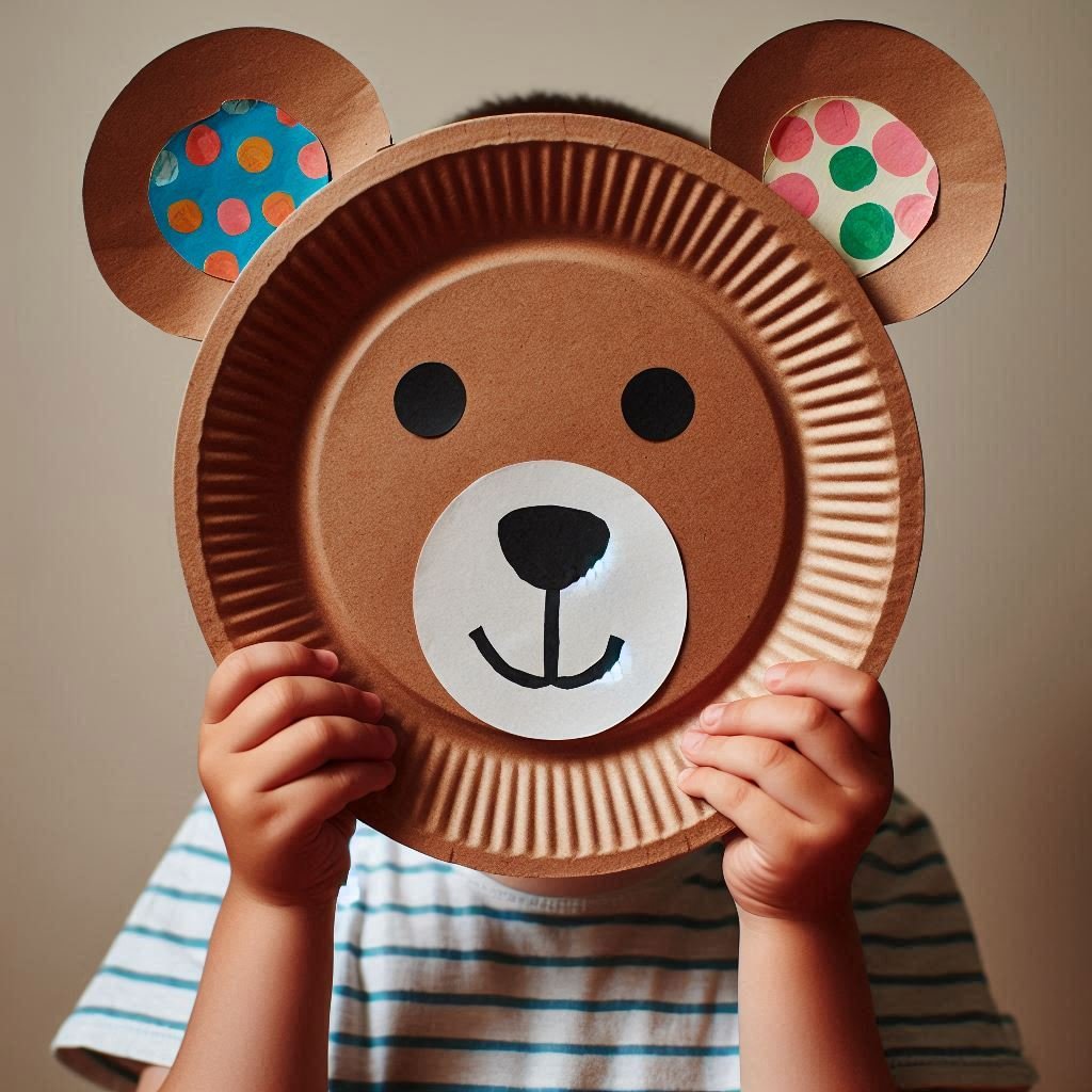 masque ours avec assiette en carton 1 1